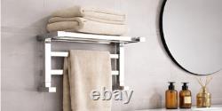 Radiateur sèche-serviettes mural chromé pour salle de bains avec tablette 350x500 mm