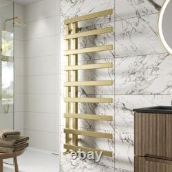 Radiateur sèche-serviettes plat chauffant 1200 x 500 mm à double vanne pour salle de bain, laiton brossé