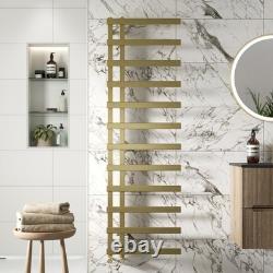 Radiateur sèche-serviettes plat chauffant 1600 x 500 mm à double vanne pour salle de bain en laiton brossé