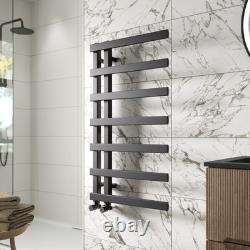 Radiateur sèche-serviettes plat chauffant à double vanne 900 x 500 mm moderne salle de bain noir