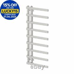 Radiateur sèche-serviettes plat chauffant moderne à double vanne 1200 x 500 mm pour salle de bains, chromé
