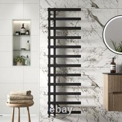 Radiateur sèche-serviettes plat chauffant moderne noir à double vanne 1600 x 500 mm pour salle de bain