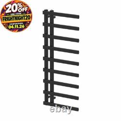 Radiateur sèche-serviettes plat moderne noir à double vanne pour salle de bains – 1200 x 500 mm