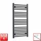 Radiateur Sèche-serviettes Plat Noir Chauffant De 500 Mm De Large Et 1000 Mm De Haut Pour Salle De Bain