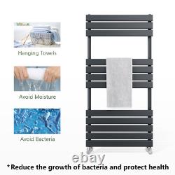 Radiateur sèche-serviettes pour salle de bains, panneau plat, chauffe-serviettes, noir, 1600 x 450