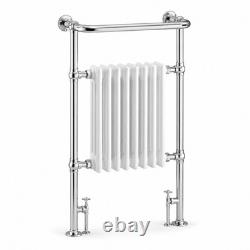Radiateur sèche-serviettes traditionnel chauffant blanc à colonnes chromées 957 x 578 mm pour salle de bain