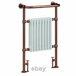 Radiateur sèche-serviettes traditionnel chauffant blanc colonne cuivre brossé 957x578 mm