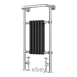 Radiateur sèche-serviettes traditionnel chromé et noir à 5 colonnes 498 x 940 mm