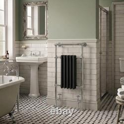 Radiateur sèche-serviettes traditionnel chromé et noir à 5 colonnes 498 x 940 mm