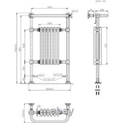 Radiateur sèche-serviettes traditionnel de style victorien pour salle de bains, blanc, 952 x 568 mm