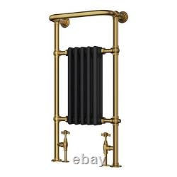 Radiateur sèche-serviettes traditionnel en laiton et noir à 5 colonnes 498 x 940 mm