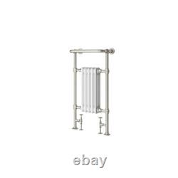 Radiateur sèche-serviettes traditionnel victorien chauffant en nickel brossé pour salle de bain 94x50 cm