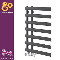 Radiateur sèche-serviettes vertical asymétrique gris, style échelle, pour salle de bains moderne – H78 x L50 cm
