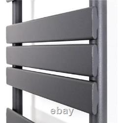 Radiateur serviette à panneau plat chauffé gris anthracite 1200 x 500 mm mural