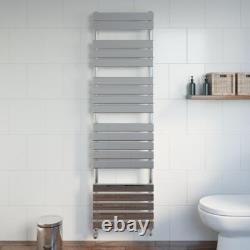 Rail à serviettes chauffant à panneau plat en chrome argenté 1800 x 500 mm monté au mur pour salle de bain