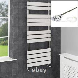 Rail à serviettes chauffant dual fuel thermostatique plat chrome 1200 x 500 mm 12 barres mural