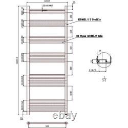 Rail chauffant à serviettes à double combustible en chrome, design plat, manuel et électrique, 1600 x 600 mm