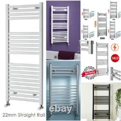 Rail chauffant pour serviettes blanc chromé noir, radiateur plat droit pour salle de bain.