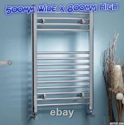 Rail chauffant pour serviettes blanc chromé noir, radiateur plat droit pour salle de bain.