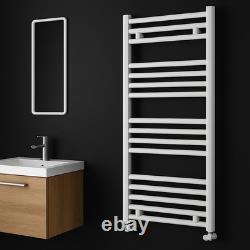 Rail chauffant pour serviettes blanc chromé noir, radiateur plat droit pour salle de bain.