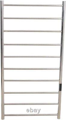 Rail de serviette chauffant électrique en acier inoxydable chromé avec minuterie 1100 x 600 mm
