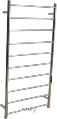 Rail de serviette chauffant électrique en acier inoxydable chromé avec minuterie 1100 x 600 mm