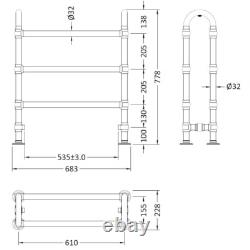 Rails à serviettes chauffants traditionnels Hudson Reed Adelaide 780 x 685 mm Chrome poli