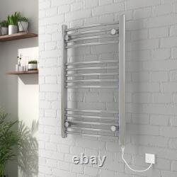 Sèche-serviette électrique chromé de salle de bains avec échelle chauffante radiateur thermostatique