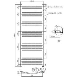 Sèche-serviettes chauffant DuraTherm Dual Fuel 1600 x 600mm Courbé Manuel