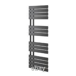 Sèche-serviettes chauffant en métal gunmetal décalé, radiateur de salle de bains design moderne 1400x550 mm