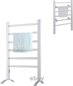 Sèche-serviettes chauffant, radiateur sèche-serviettes électrique avec 6 barres et 4 tapis antidérapants, mural