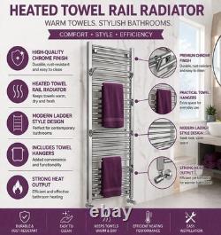 Sèche-serviettes chromé pour salle de bain, radiateur échelle chauffant moderne + crochets