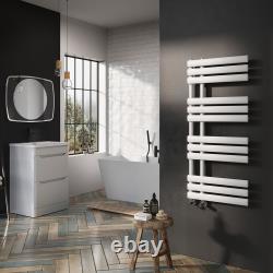 Sèche-serviettes décalé chauffant, radiateur de salle de bain moderne, blanc gris, chauffage design