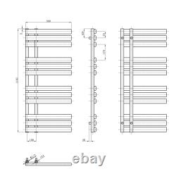 Sèche-serviettes décalé chauffant, radiateur de salle de bain moderne, blanc gris, chauffage design
