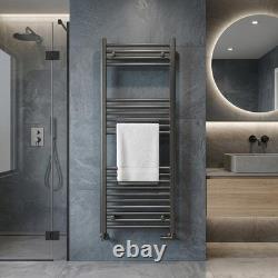Sèche-serviettes droit STRAIGHT en gunmetal, radiateur de salle de bains 500 mm (l) x 1200 mm (h)
