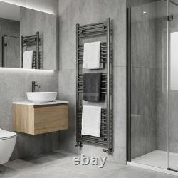 Sèche-serviettes droit en métal gunmetal pour salle de bains 500 mm (l) x 1600 mm (h)