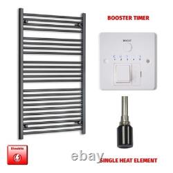Sèche-serviettes électrique chauffant noir mat 700x1200 mm 742 W thermostatique pour salle de bain UK