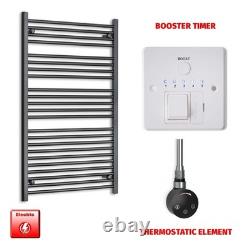 Sèche-serviettes électrique chauffant noir mat 700x1200 mm 742 W thermostatique pour salle de bain UK