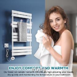 Sèche-serviettes électrique chauffant pour salle de bain, radiateur blanc avec minuterie, chauffage rapide 500 x 1000