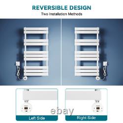 Sèche-serviettes électrique chauffant pour salle de bain, radiateur blanc avec minuterie, chauffage rapide 500 x 1000