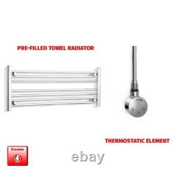 Sèche-serviettes électrique chromé chauffant 400x1000 mm échelle prérempli avec minuterie salle de bain Royaume-Uni