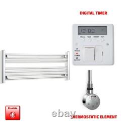 Sèche-serviettes électrique chromé chauffant 400x1000 mm échelle prérempli avec minuterie salle de bain Royaume-Uni