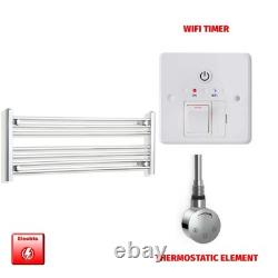 Sèche-serviettes électrique chromé chauffant 400x1000 mm échelle prérempli avec minuterie salle de bain Royaume-Uni