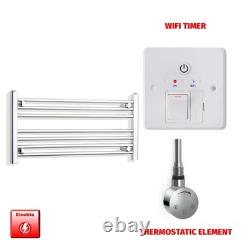 Sèche-serviettes électrique chromé chauffant 400x800 mm à échelle, prérempli avec minuterie, salle de bain, Royaume-Uni
