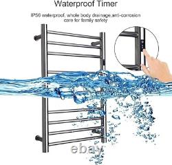 Sèche-serviettes électrique chromé pour salle de bain avec minuteur et radiateur thermostatique