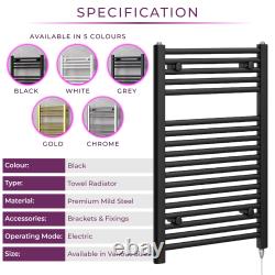 Sèche-serviettes électrique noir en échelle pour salle de bain, radiateur chauffant<br/>
