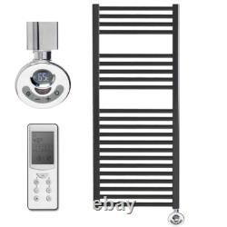 Sèche-serviettes électrique thermostatique Bray / Radiateur de salle de bains + minuterie, noir