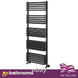 Sèche-serviettes noir chauffant pour salles de bains, radiateur moderne mural H1269 x L500 mm