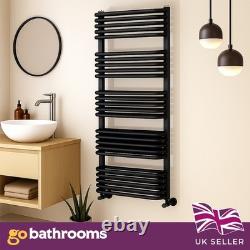Sèche-serviettes noir chauffant pour salles de bains, radiateur moderne mural H1269 x L500 mm
