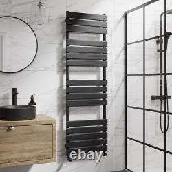 Sèche-serviettes plat chauffant noir mat 1600 x 500 mm, mural pour salle de bain
